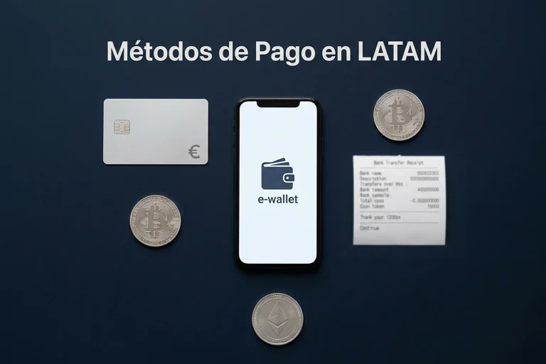 Diferentes métodos de pago disponibles en LATAM para apuestas esports: tarjeta, e-wallet y transferencia