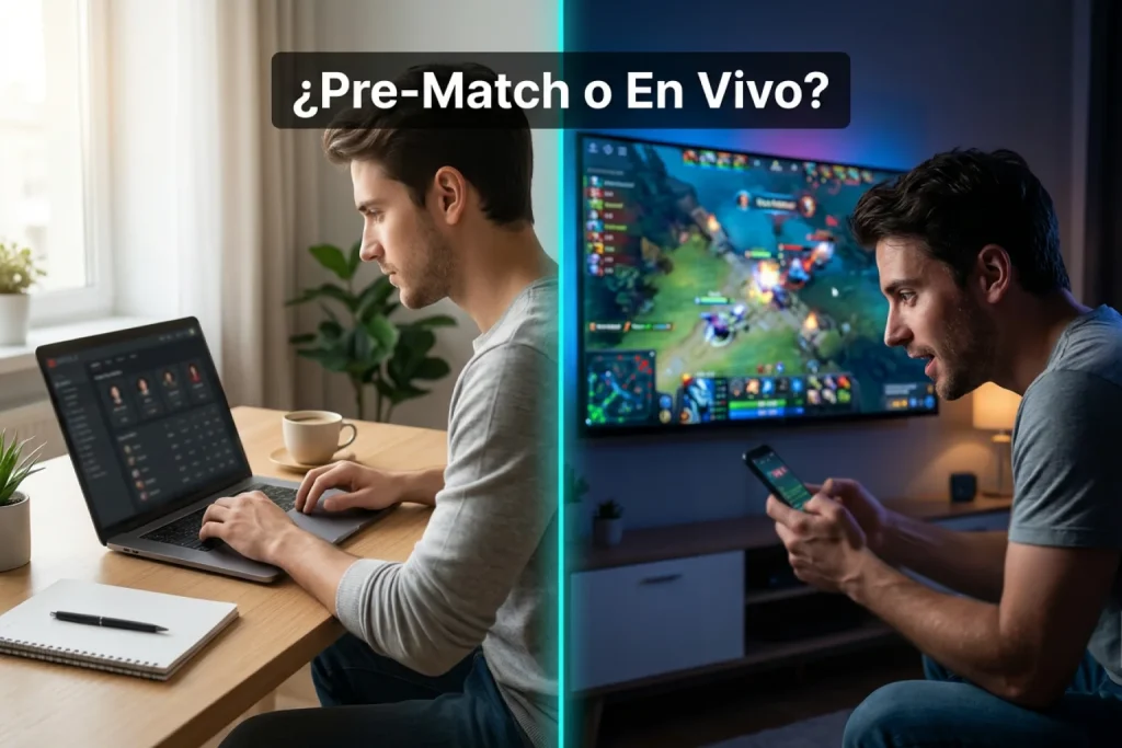 Dos escenas contrastadas de apuestas de Dota 2: análisis previo tranquilo y apuestas en vivo intensas